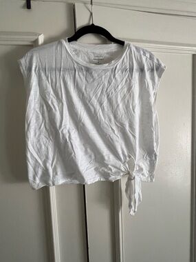 Banana Republic White Short-Sleeve Tie-Hem Tee
